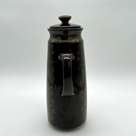 Vintage Franciscan Madeira Tall Earthenware Coffee Pot - Brown w/ Green Floral - Picture 6 of 15